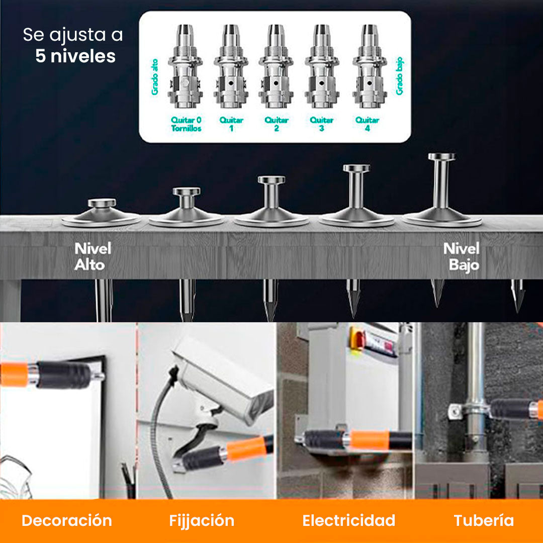 FixPro Impact – Pistola Manual de Clavos para Fijación en Pared, Concreto y Acero🧰🔨
