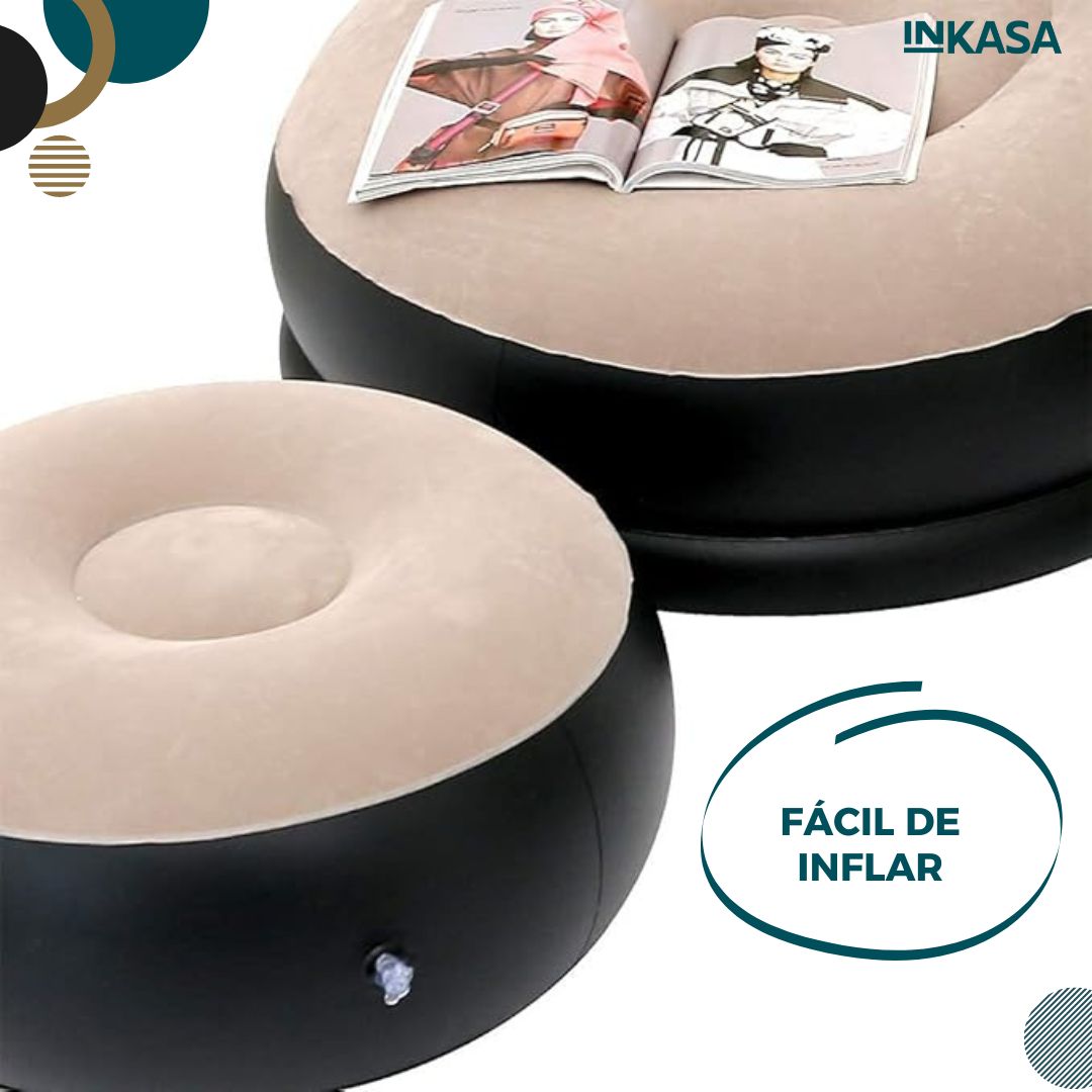 Sillón + puff inflable confort
