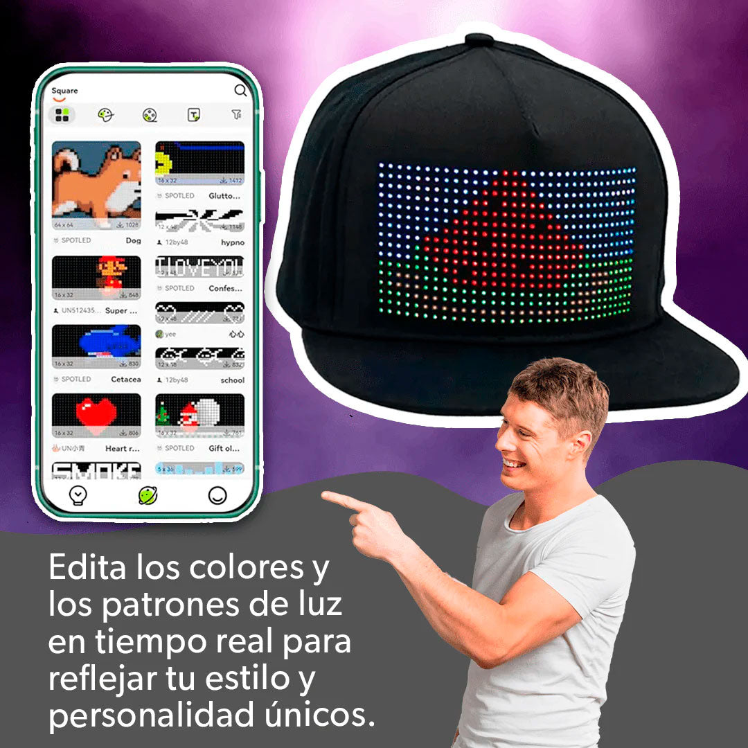 Gorra LED Programable – Mensajes Brillantes, Estilo Inconfundible🧢😎