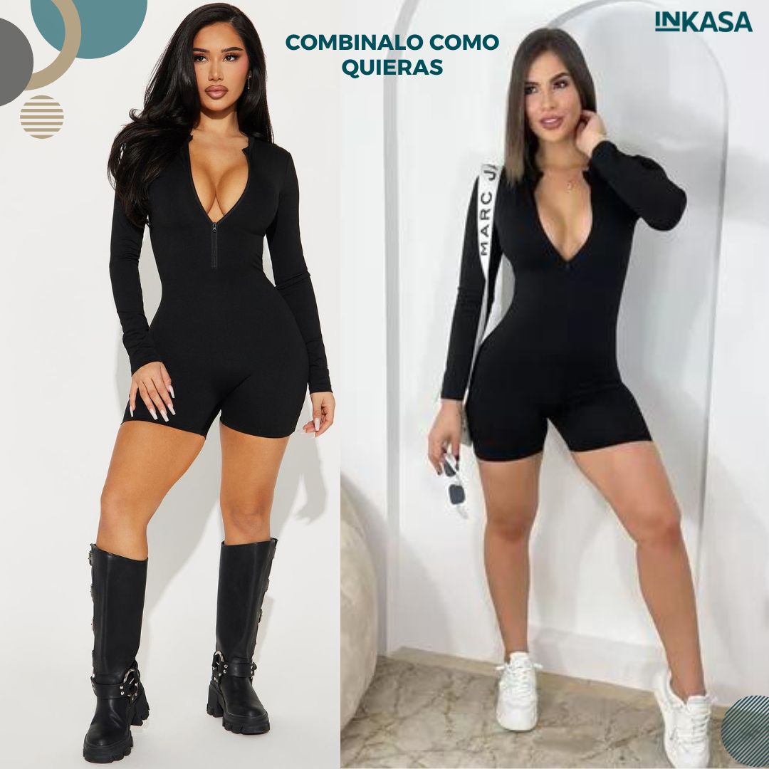 Enterizo corto manga larga