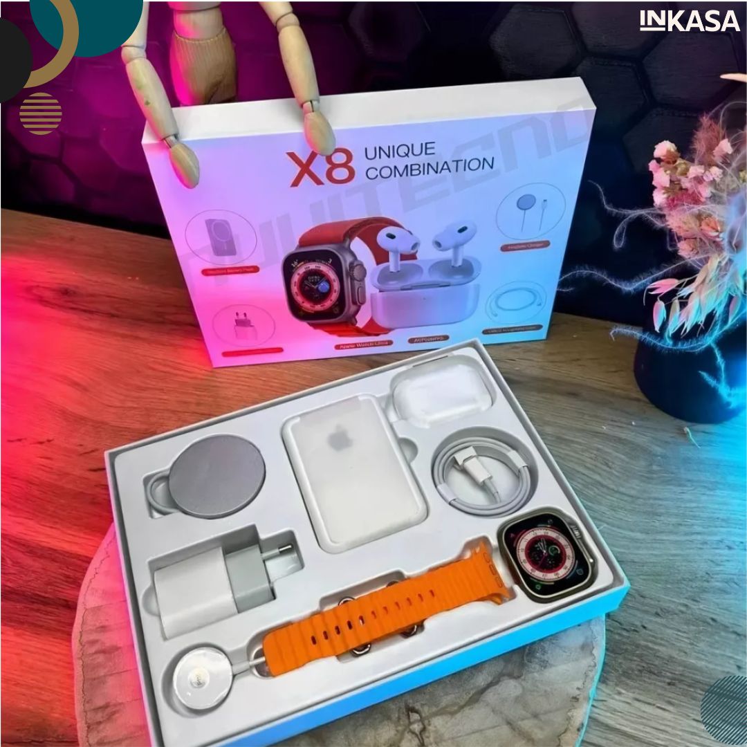 Combo smartwatch, airpods, batería y cargador inalámbrico