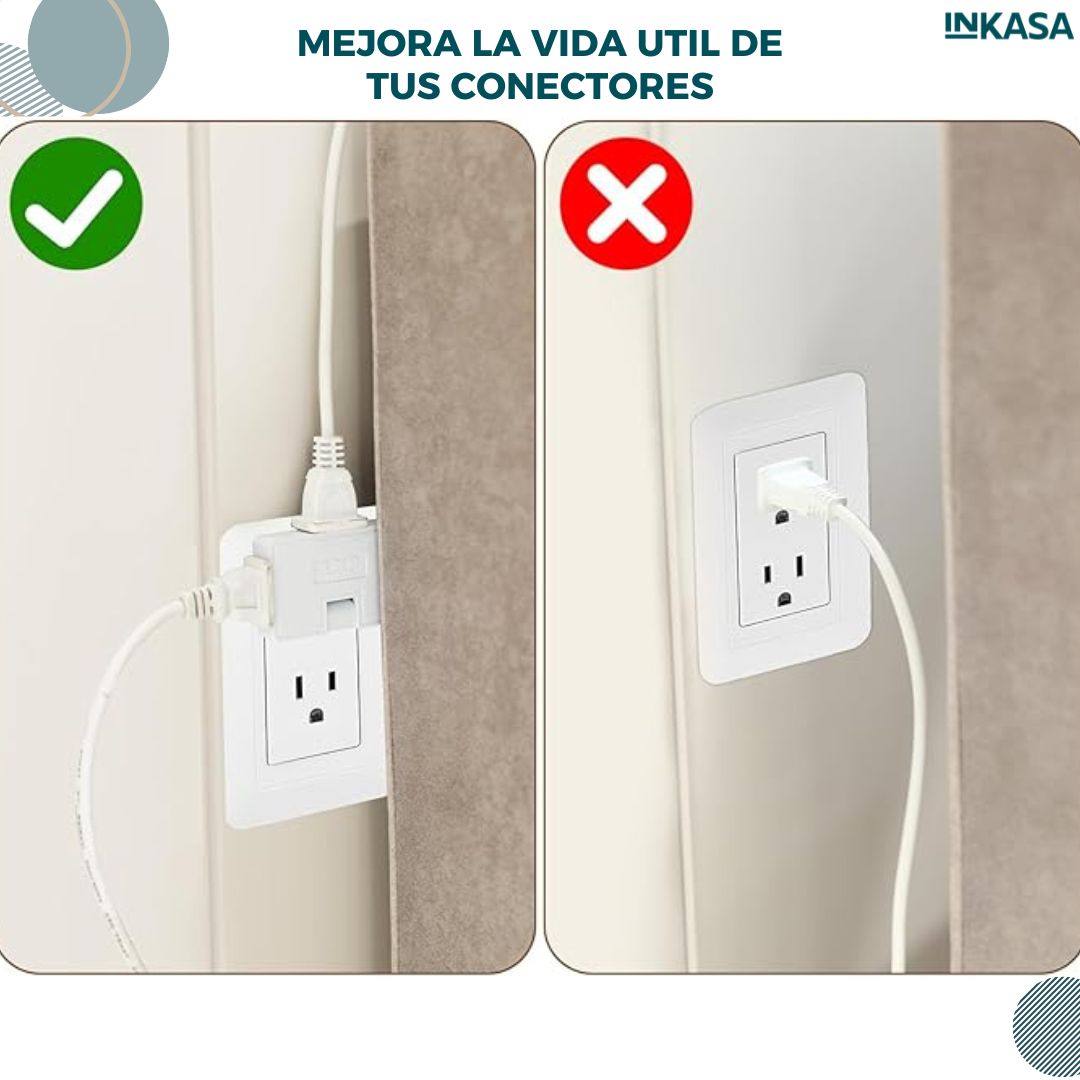 Adaptador de toma corriente giratorio x 3 unds
