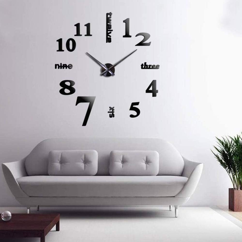 Reloj de pared 3D negro