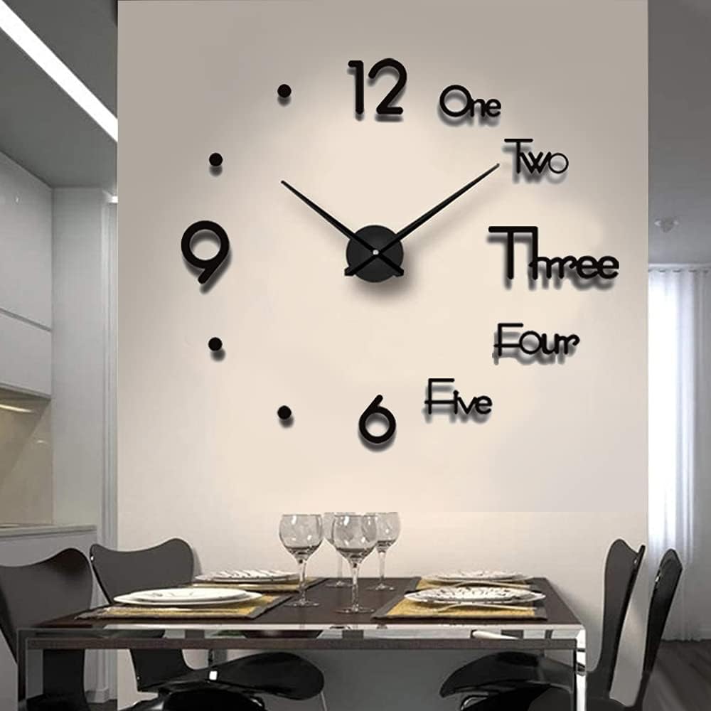 Reloj de pared 3D negro