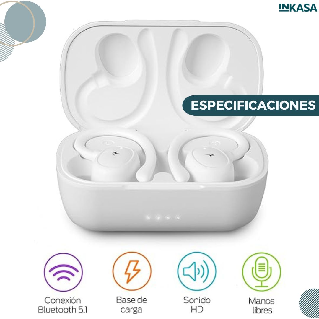 Audífonos inalámbricos para deportes color blanco