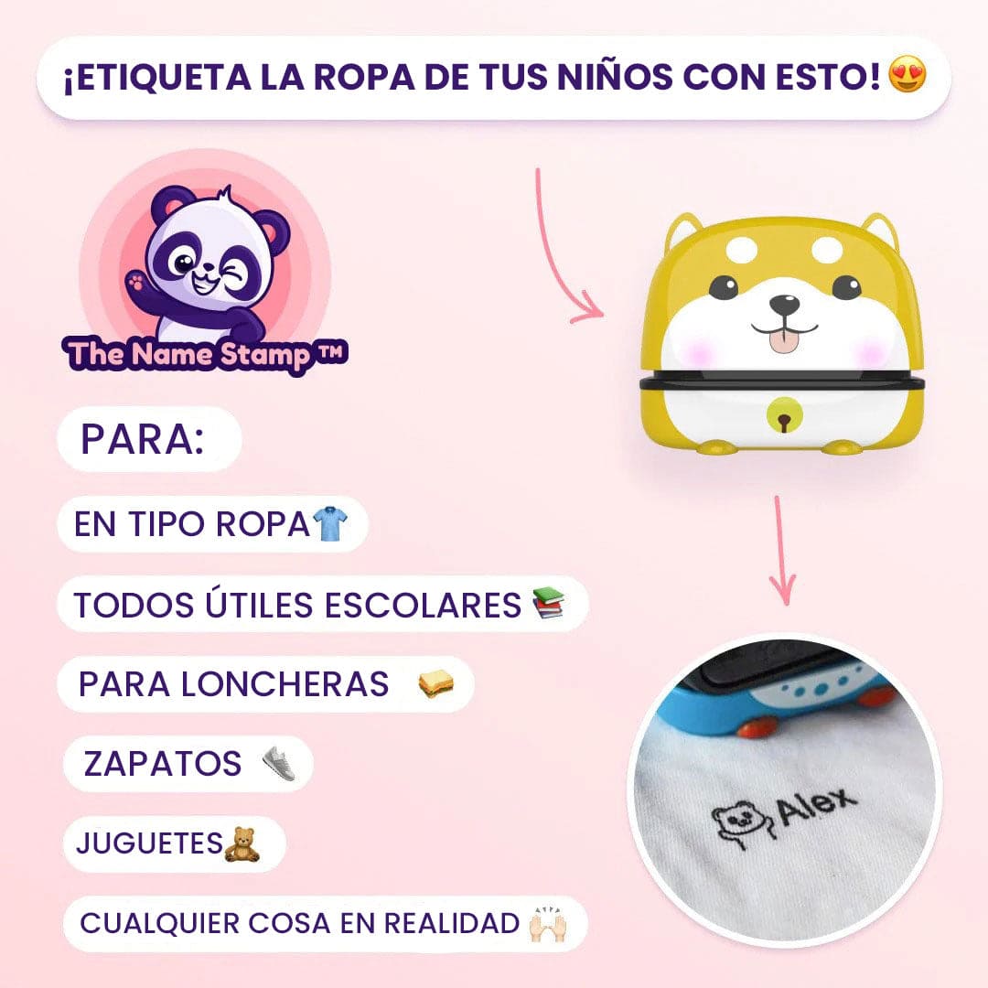 Sello Personalizado🐼✨ Todo marcado, nada perdido. Personaliza útiles, ropa y más con su animalito favorito.