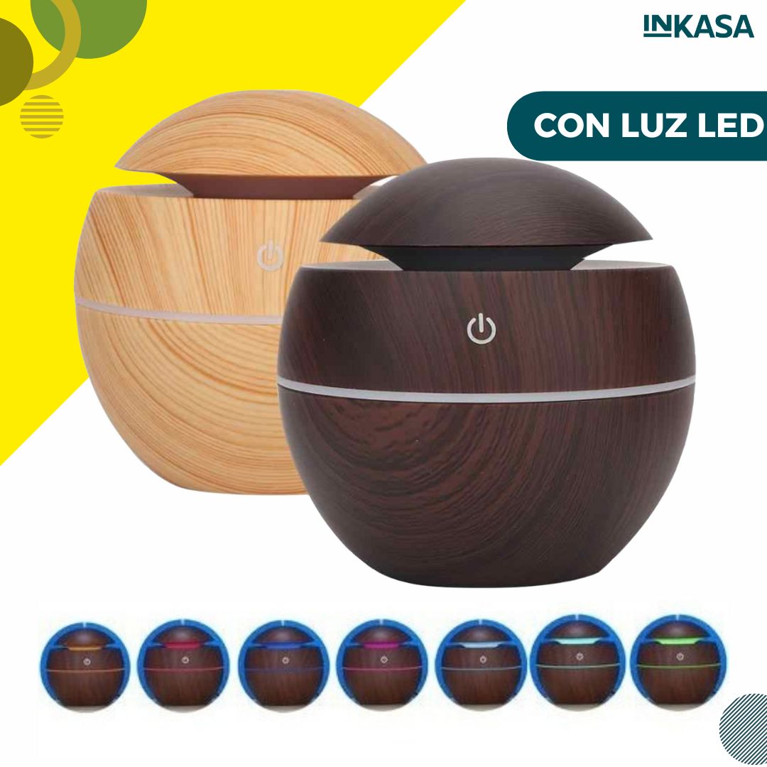 Humidificador difusor de aromas redondo con luz led
