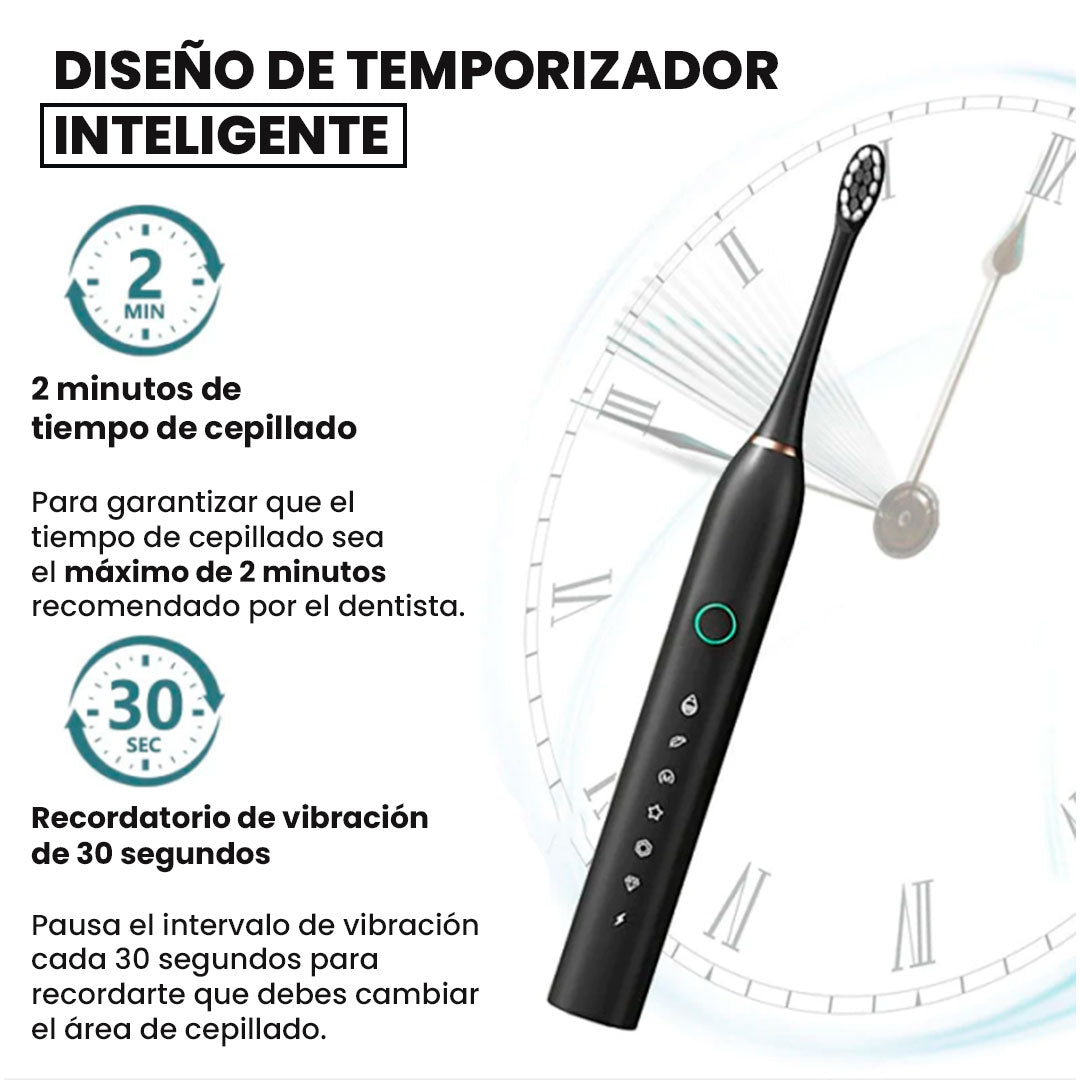 Cepillo Dental Eléctrico con 4 Repuestos: Limpieza profesional, sonrisa impecable todos los días🪥