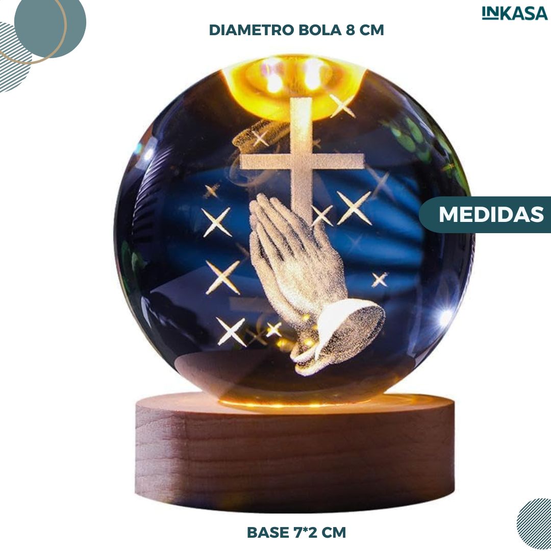 Lámpara esfera LED con temática de Jesús