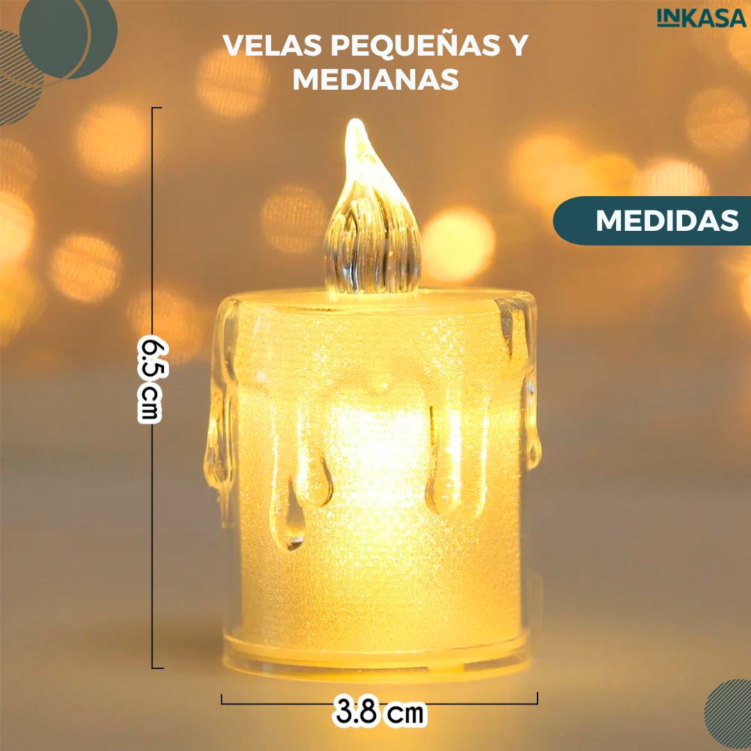 Set de velas Led efecto cristal