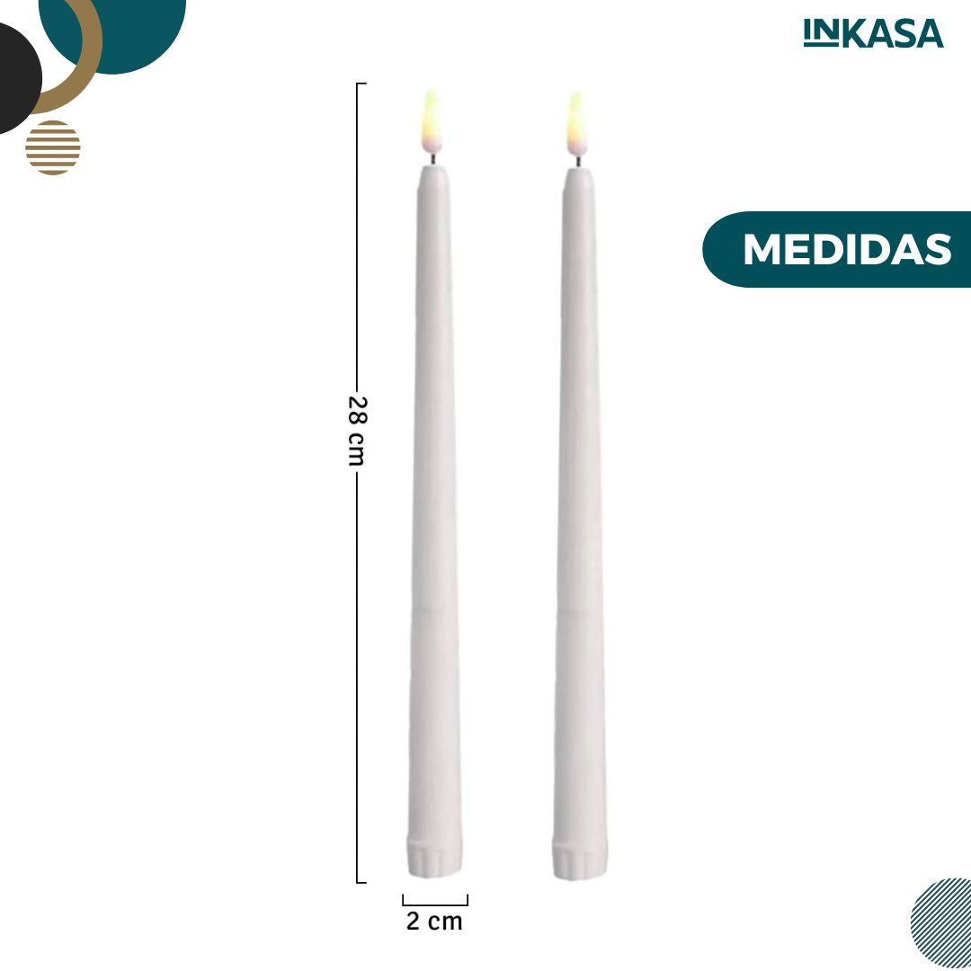 Vela larga led efecto real 4 unds
