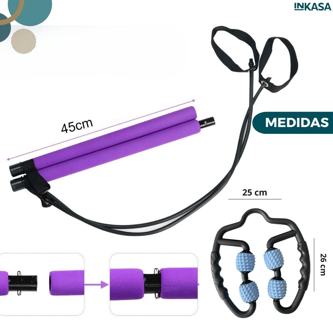 Combo rodillo masajeador y barra para pilates