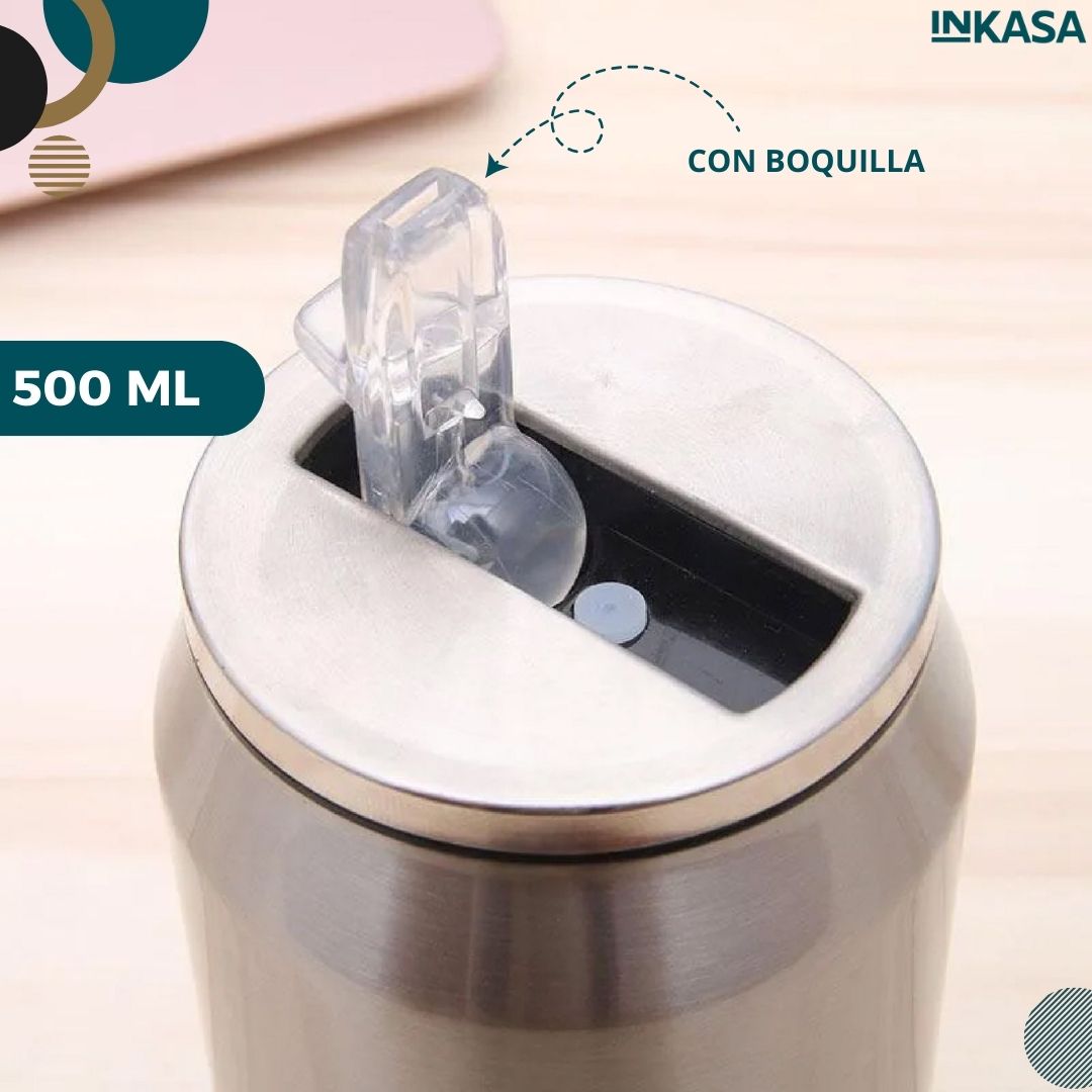 Termo en acero inoxidable con motivo de latas 500ml