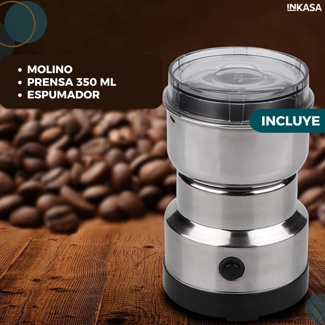Combo cafetero molino + prensa y espumador