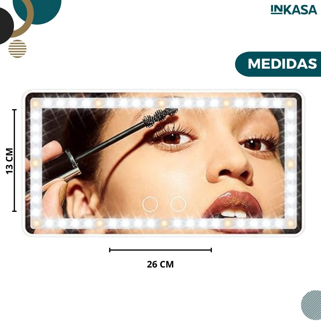 Espejo de maquillaje con luz led para carro