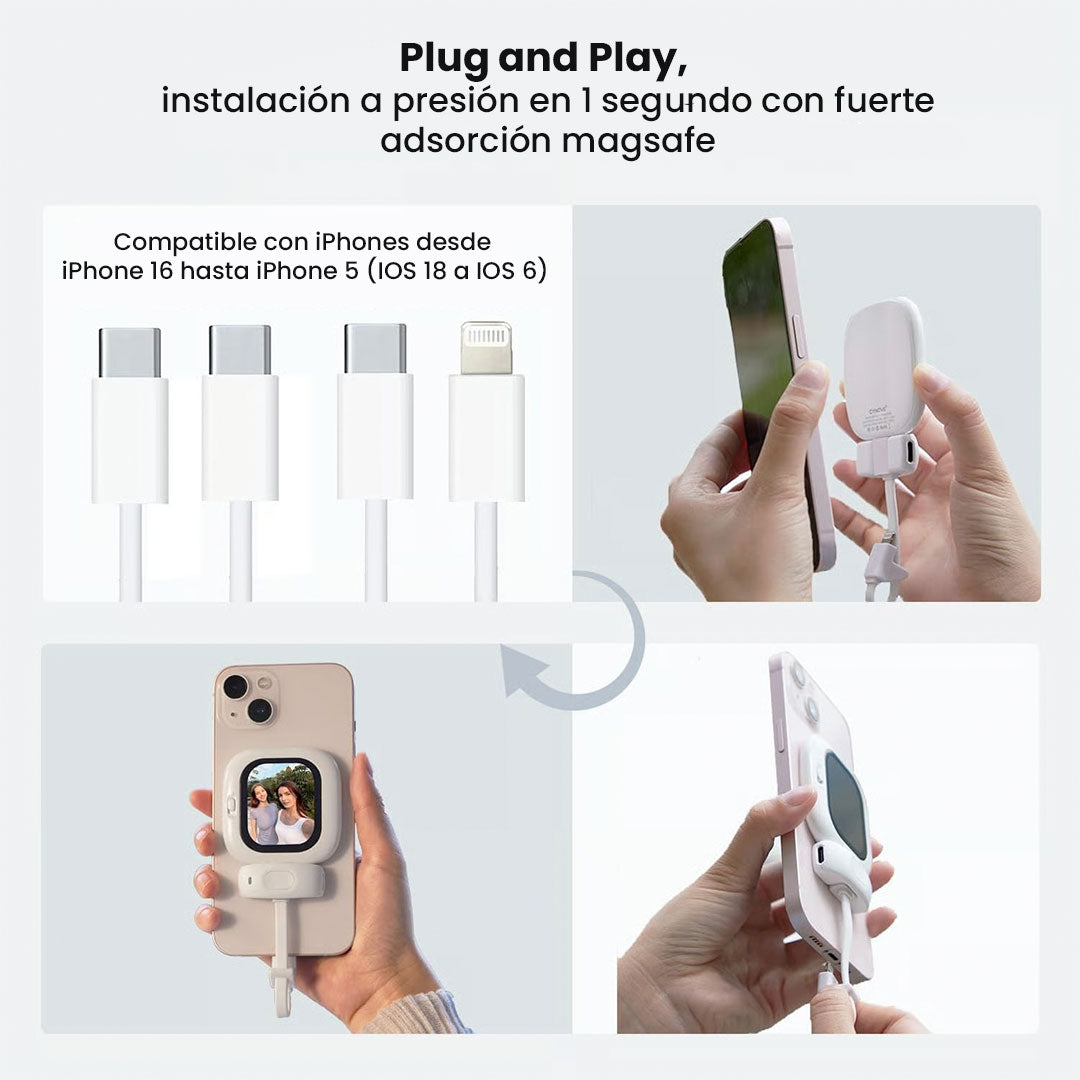 📱 Pantalla Vlogmate Mini Vlog Selfie Monitor para iPhone – Control Total en Cada Toma