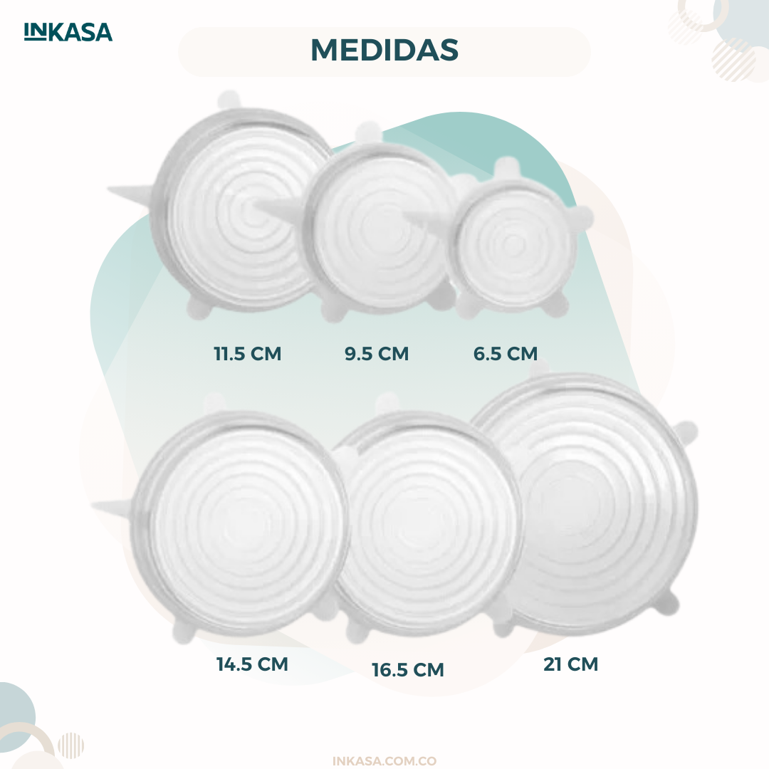 Tapas de Silicona Recipientes Set de 6 Piezas