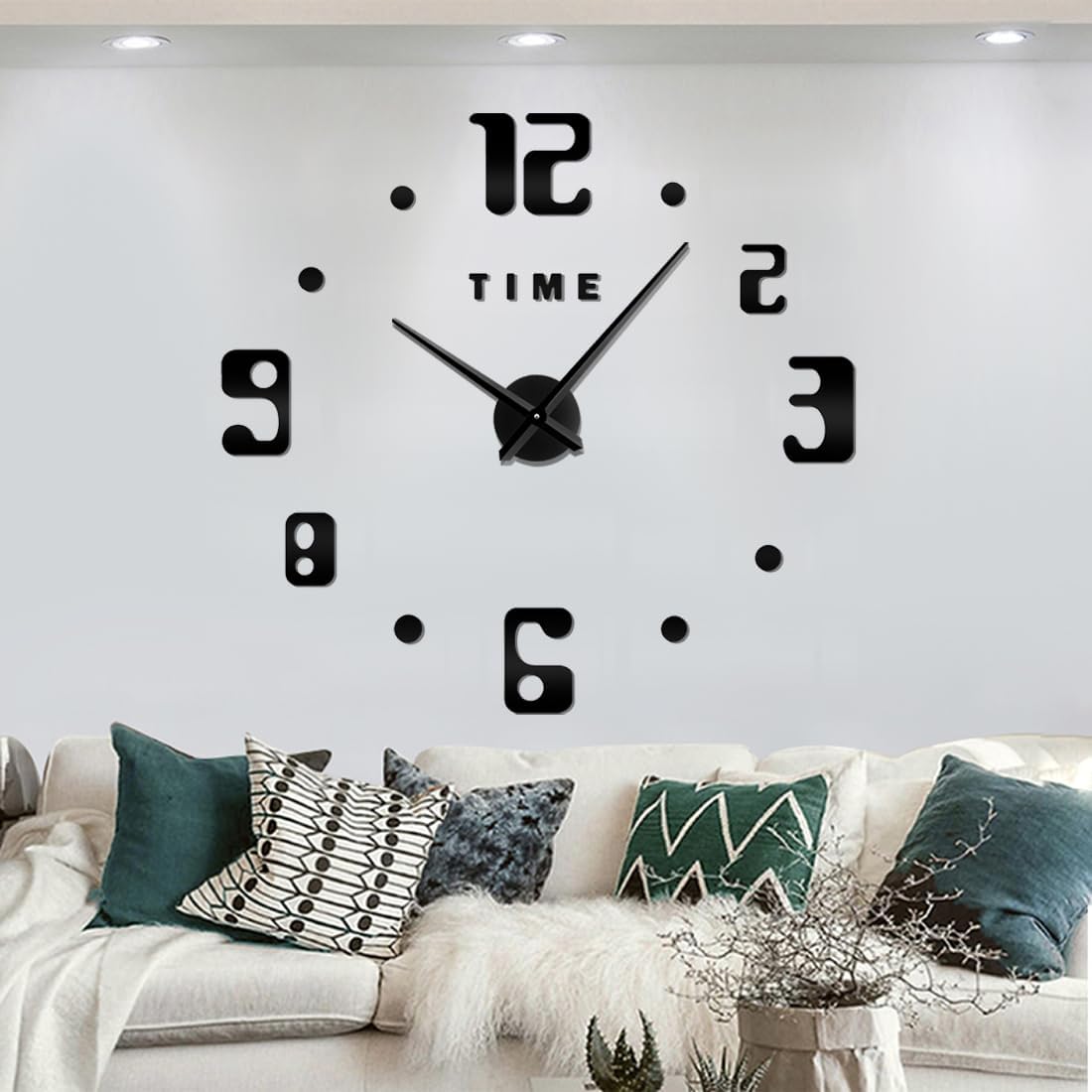 Reloj de pared 3D negro