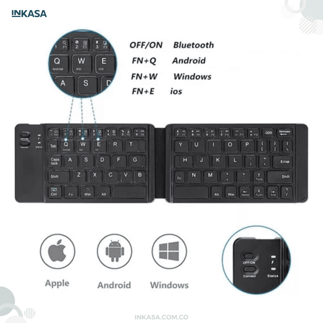 Teclado Bluetooth plegable portátil