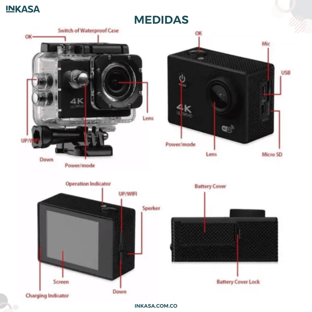 Cámara de acción Go Pro 4k HD con control y wifi