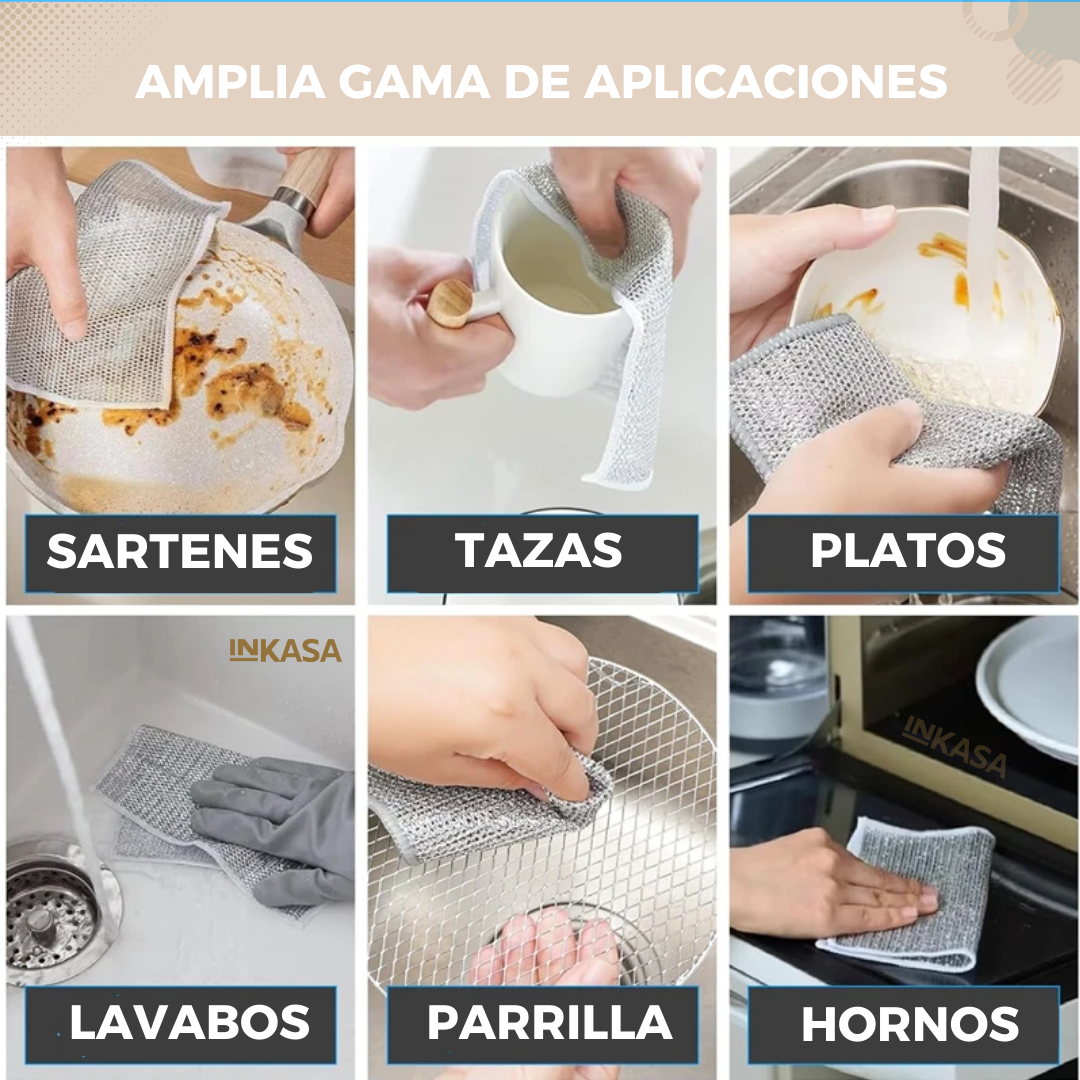 Paño de limpieza en alambre de acero (5 Unidades)