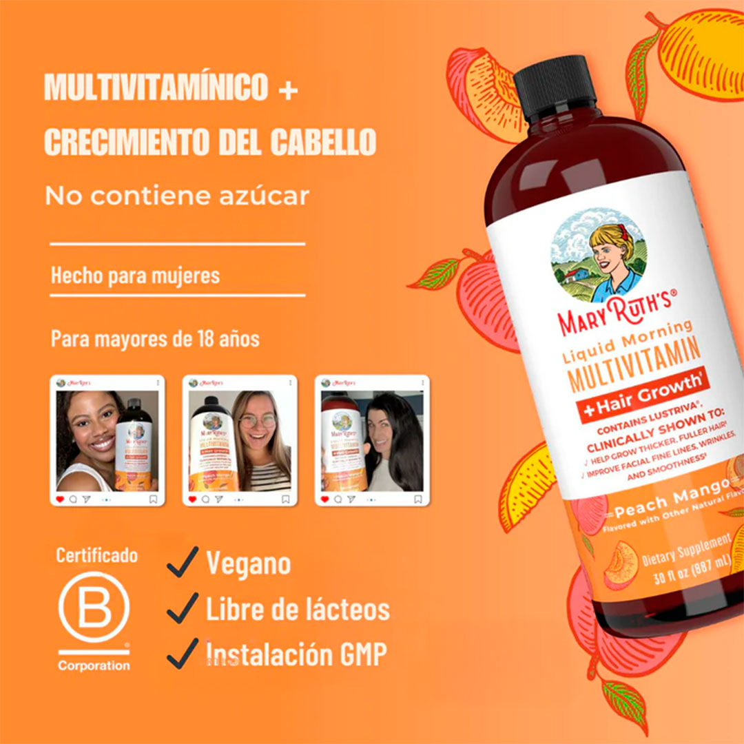 Multivitamínico Mary Ruth: Piel Radiante, Uñas y Cabello Fuertes ✨🧡