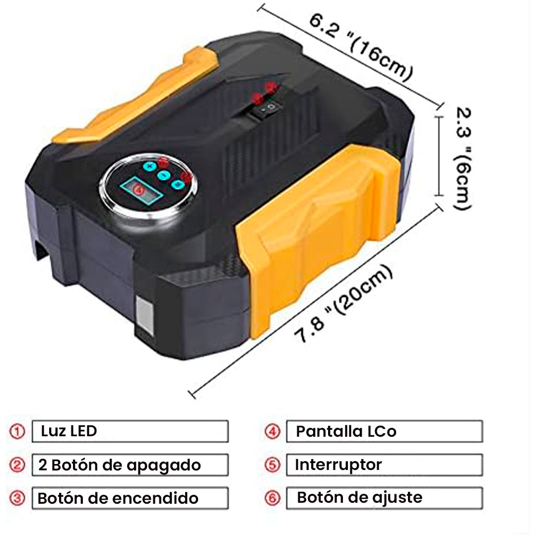 🔧 Compresor Portátil Digital – Infla Rápido, Seguro y Donde Sea