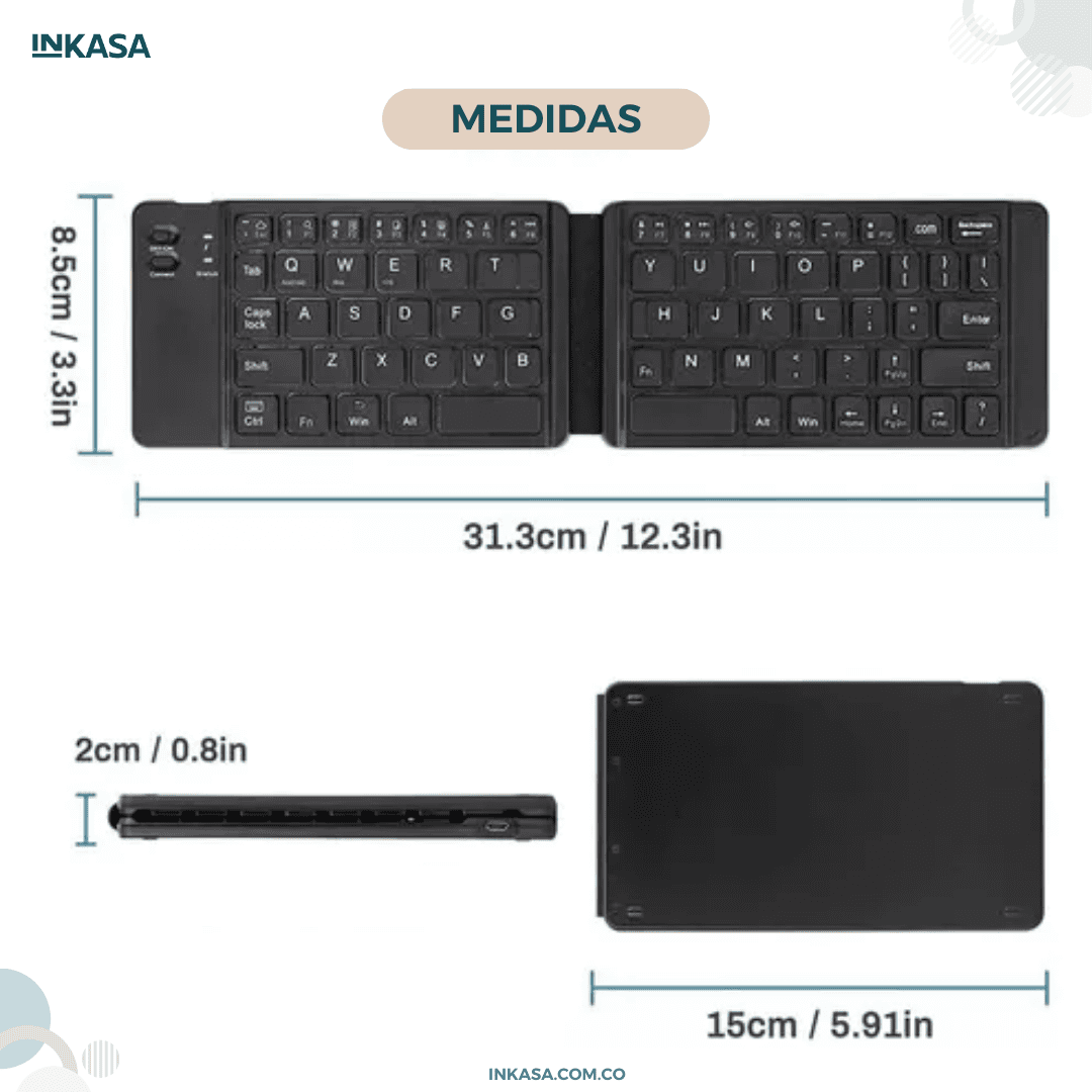 Teclado Bluetooth plegable portátil