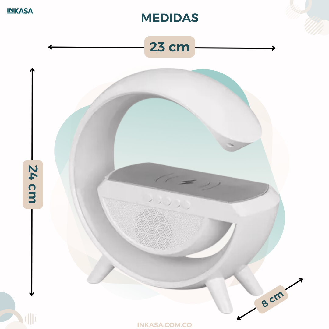 Lámpara Inteligente G: RGB, Bocina, Cargador Inalámbrico, Bluetooth