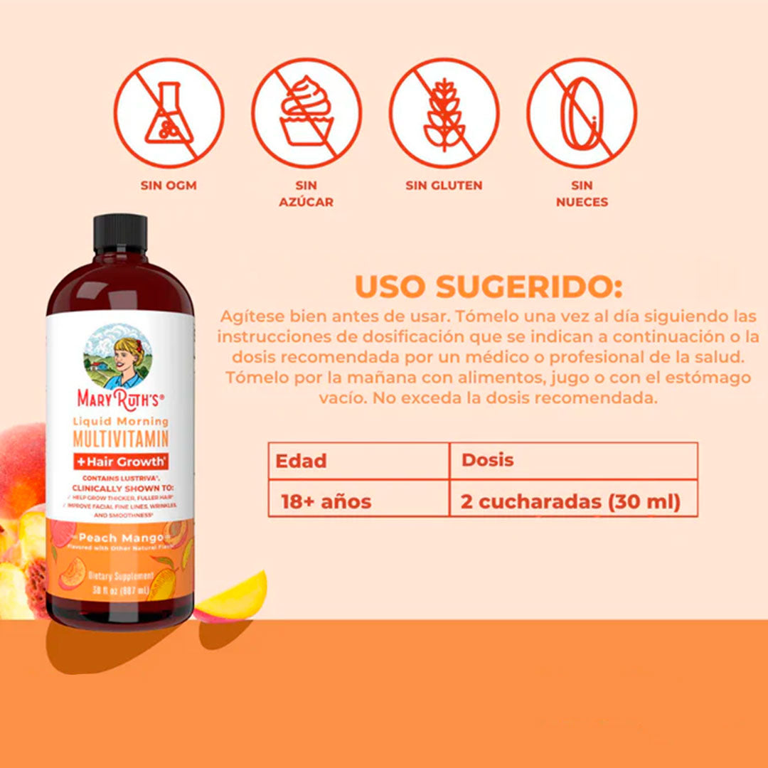 Multivitamínico Mary Ruth: Piel Radiante, Uñas y Cabello Fuertes ✨🧡