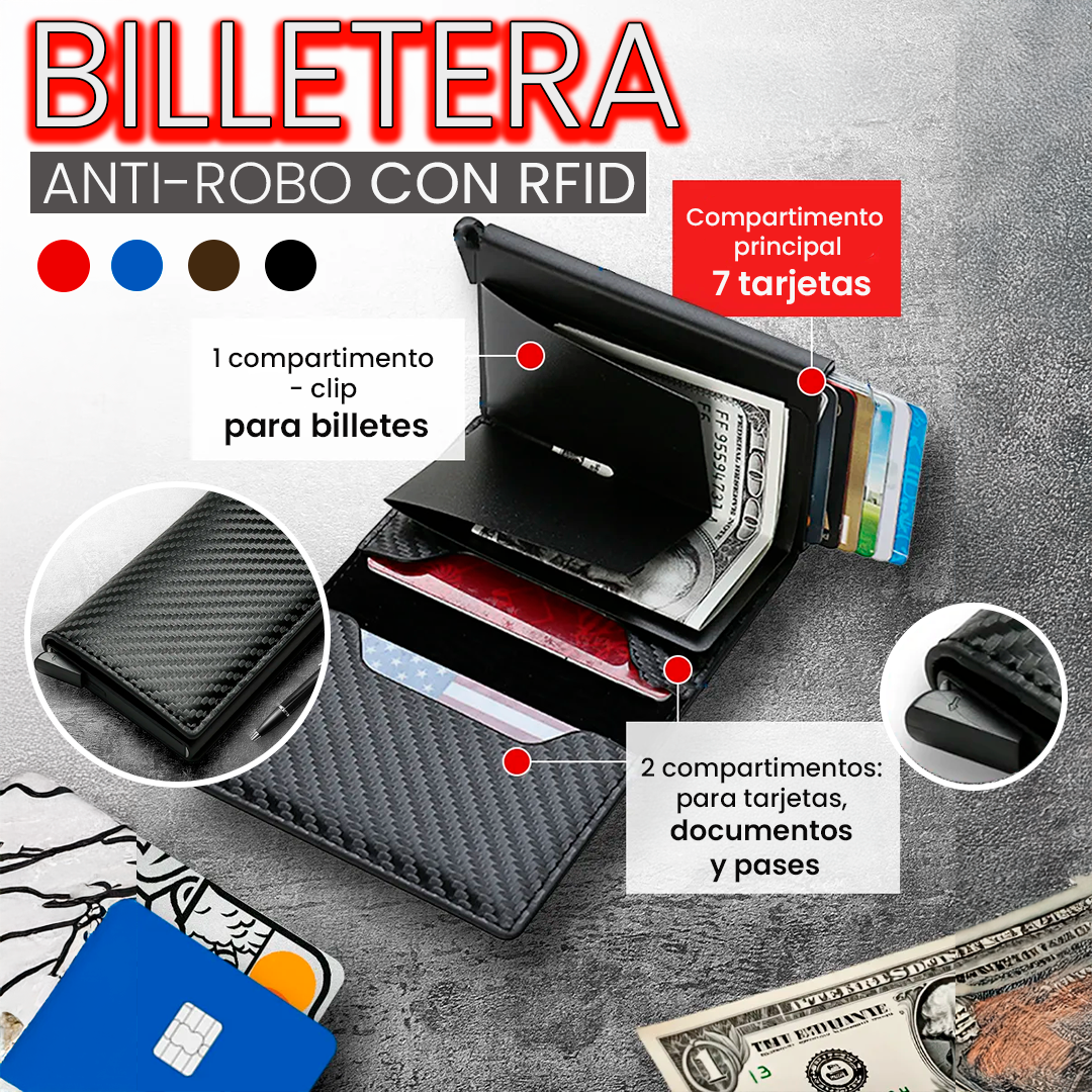 BILLETERA CON SEGURIDAD RFID ANTIROBO💯✔️