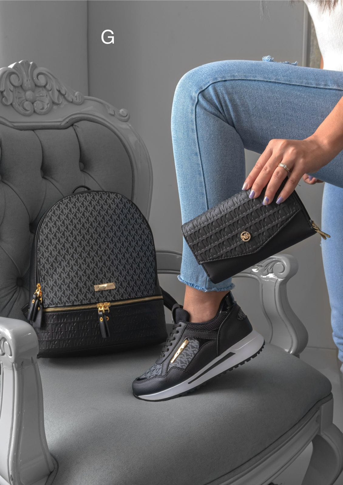 Combo billetera, bolso y tenis