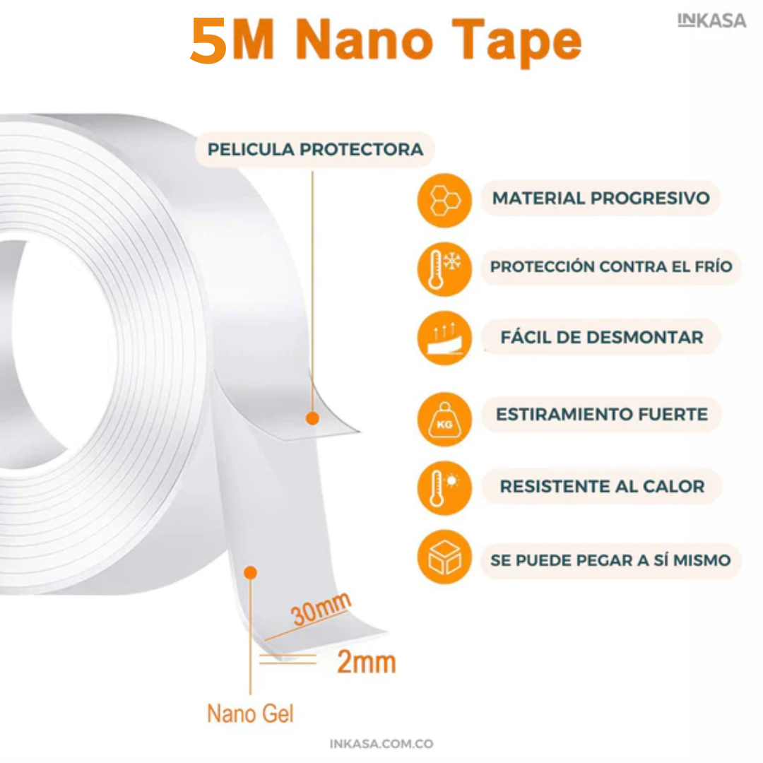 Cinta doble faz Nano Gel 5 metros (2 x 1)
