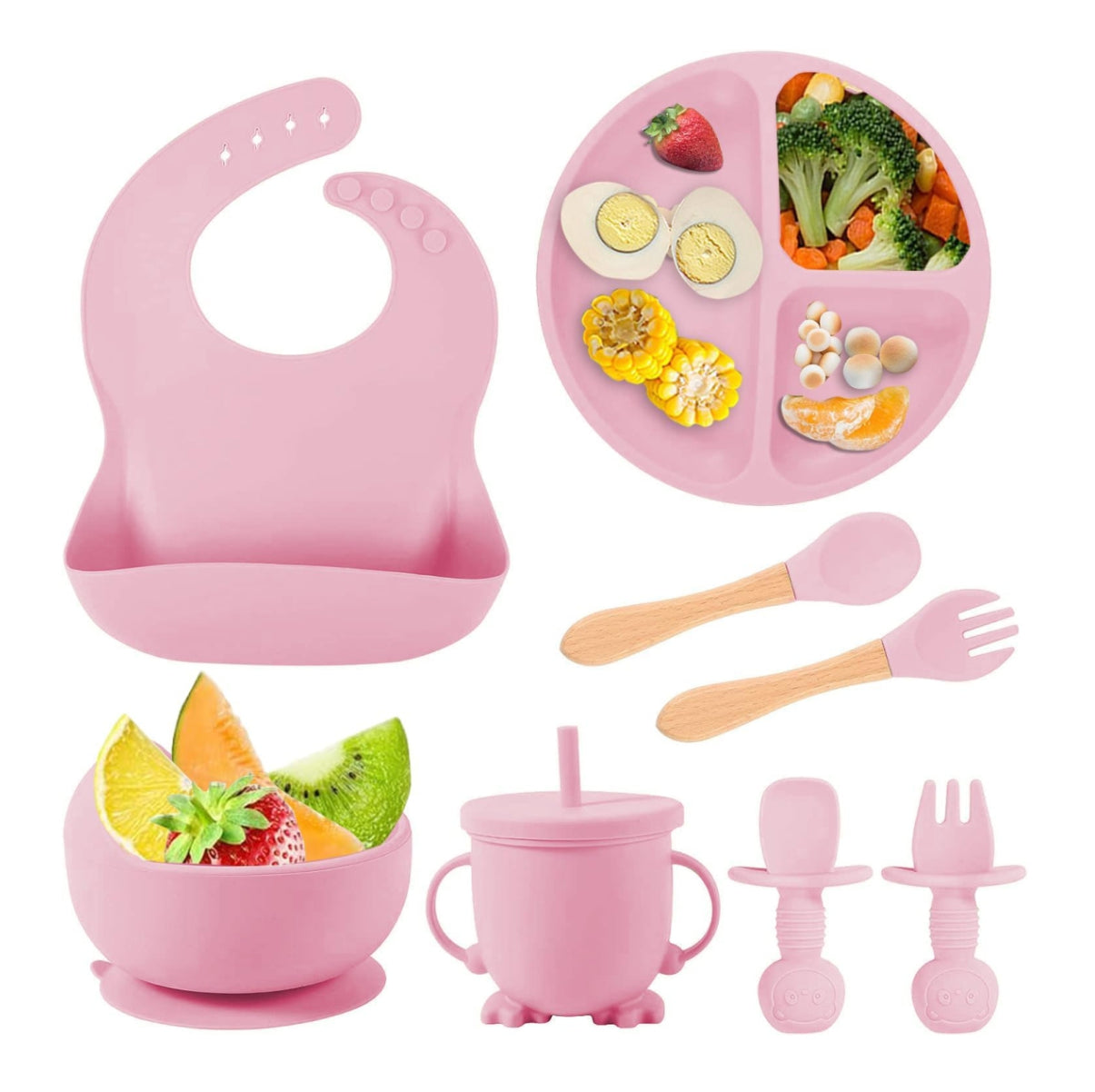 Set vajilla en silicona para bebé 5 piezas