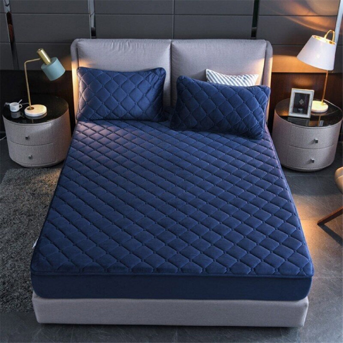 Protector de colchón y almohadas afelpado cama sencilla, doble y King