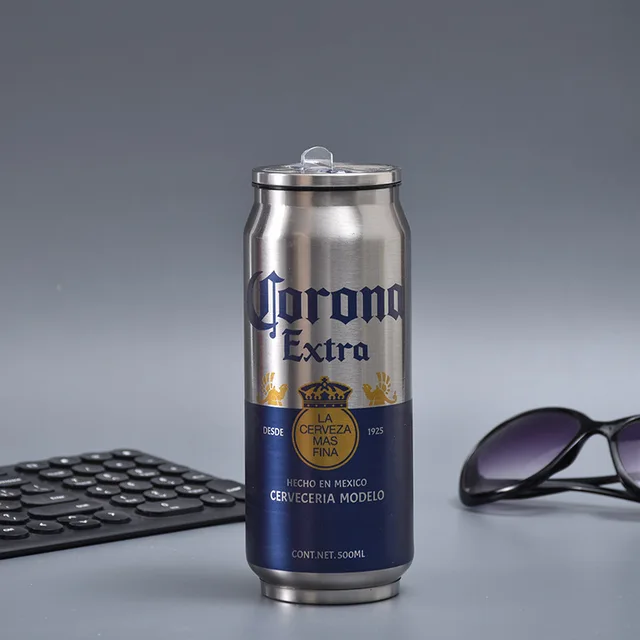 Termo en acero inoxidable con motivo de latas 500ml