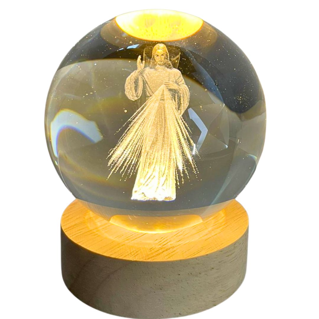 Lámpara esfera LED con temática de Jesús