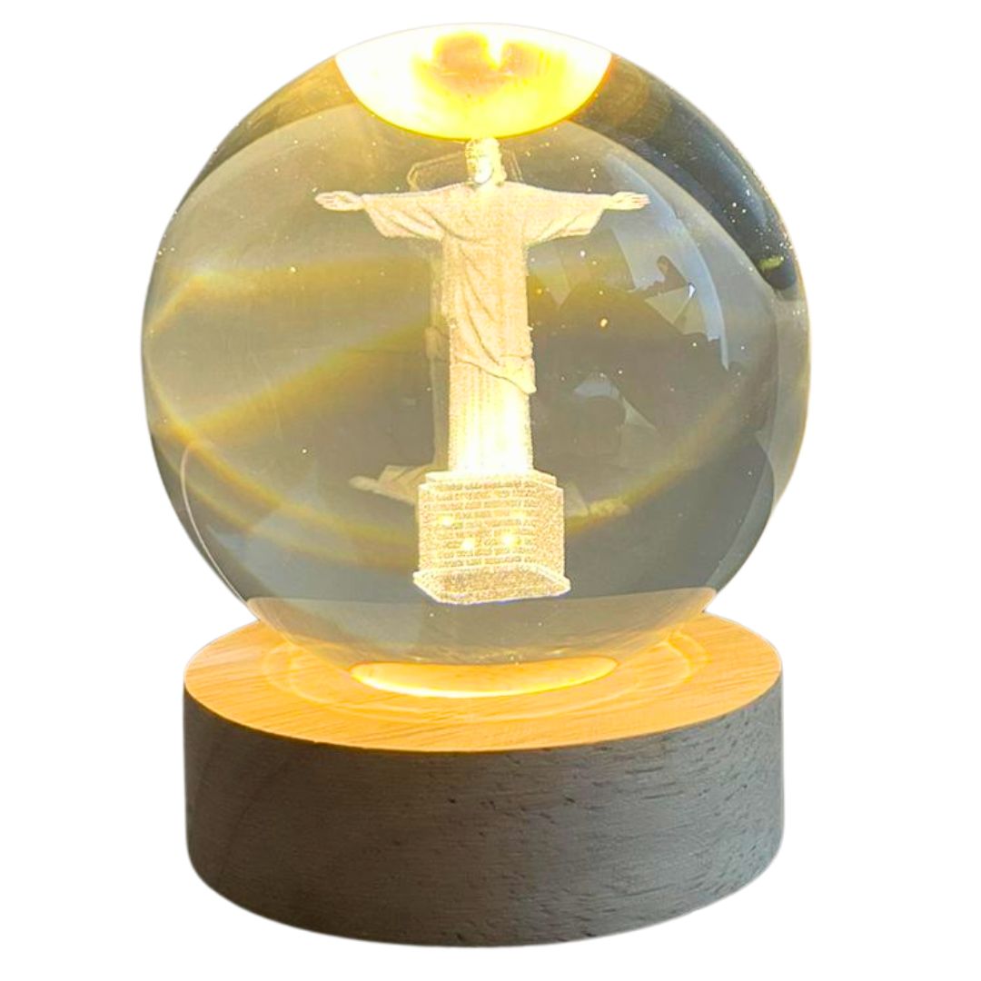 Lámpara esfera LED con temática de Jesús