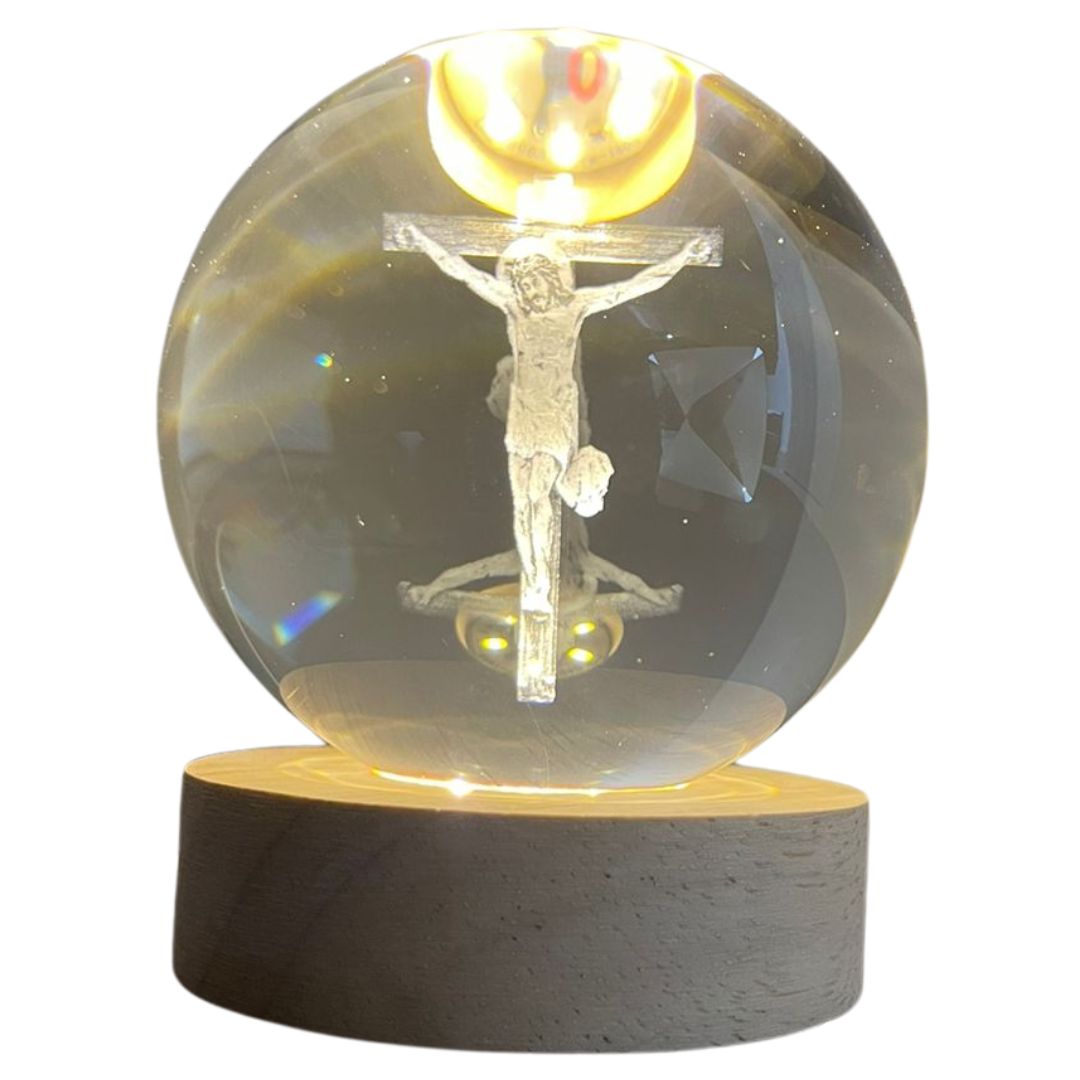Lámpara esfera LED con temática de Jesús