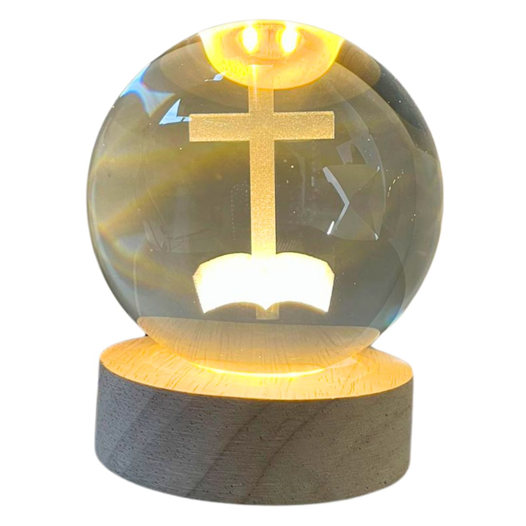 Lámpara esfera LED con temática de Jesús