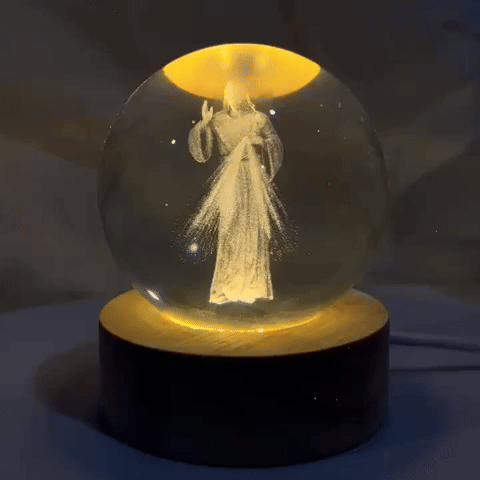 Lámpara esfera LED con temática de Jesús