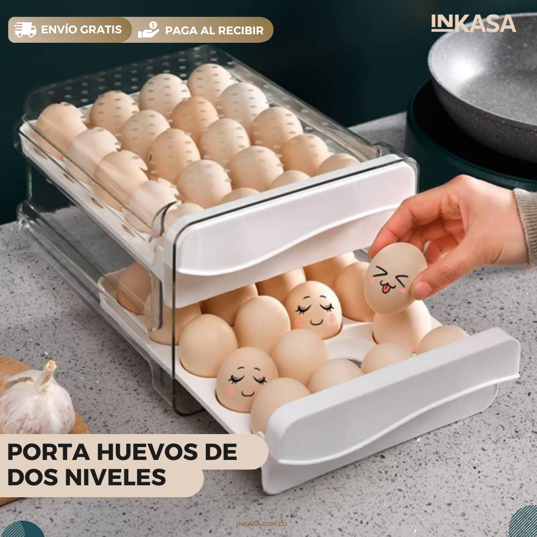 Porta huevos de dos niveles