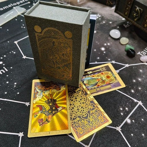 CARTAS TAROT LÁMINA DE ORO 🃏🧙 ¡1 mazo con 78 cartas!