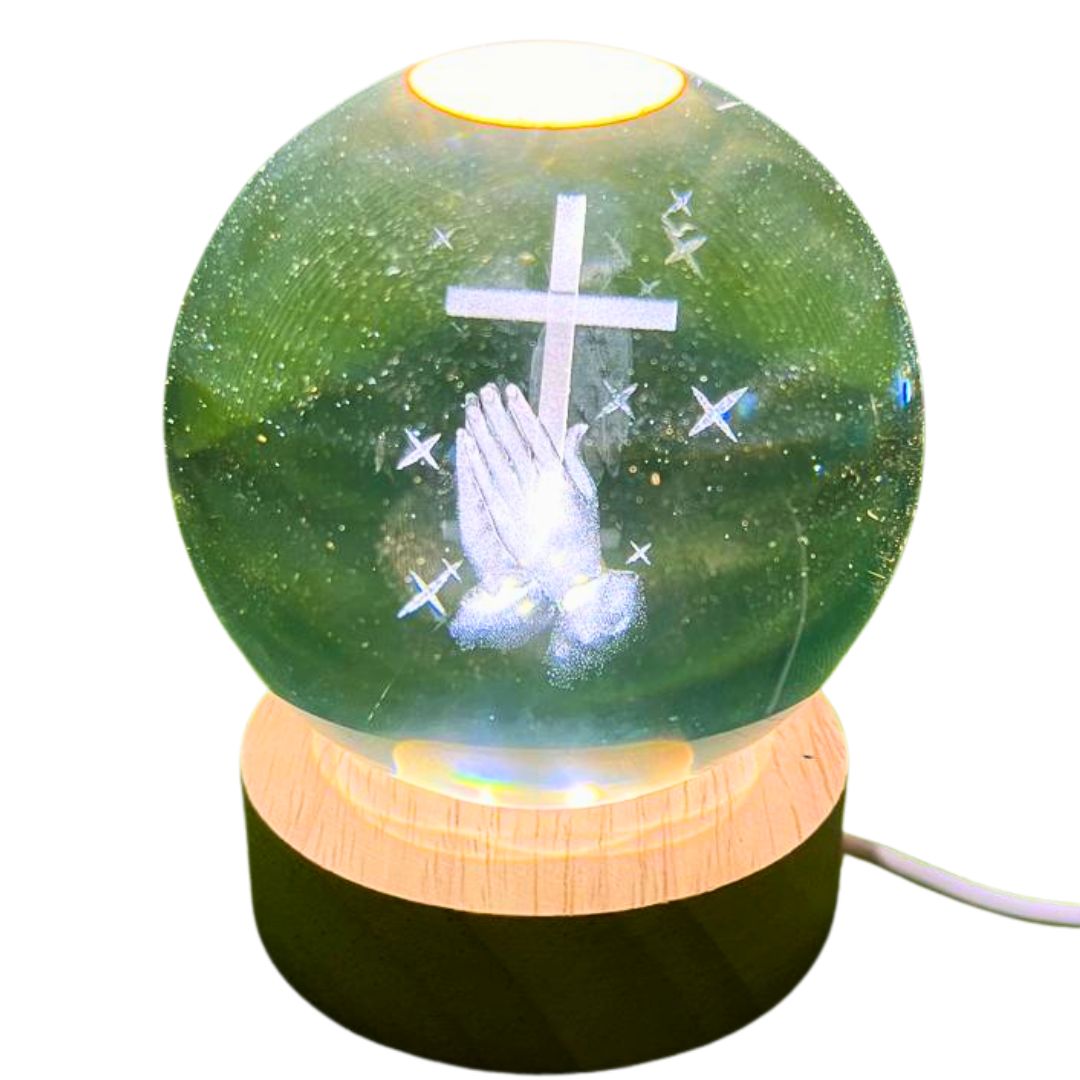 Lámpara esfera LED con temática de Jesús
