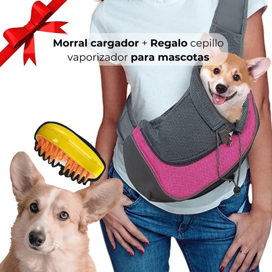 Morral cargador + Regalo cepillo vaporizador para mascotas