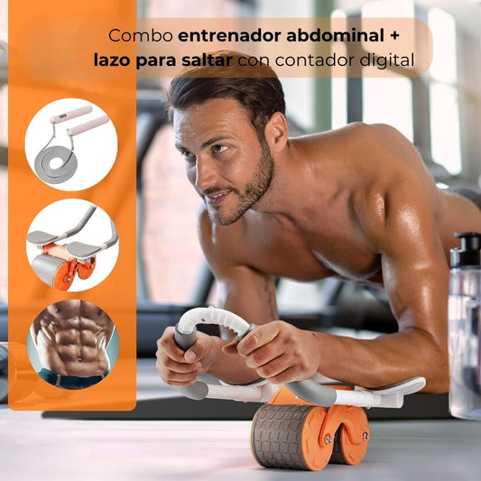 Combo entrenador abdominal + lazo para saltar con contador digital