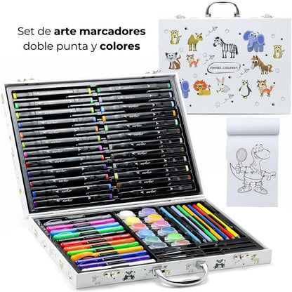 Set de arte marcadores doble punta y colores