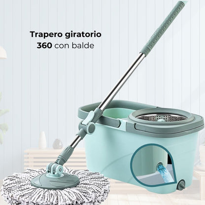 Trapero giratorio 360 con balde 2 mopas