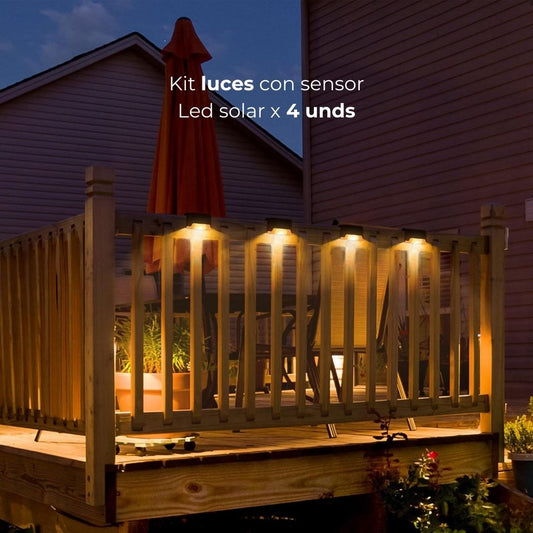 Kit luces con sensor Led solar x 4 unds