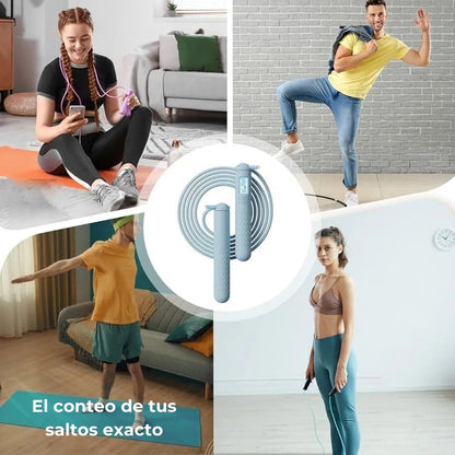 Combo entrenador abdominal + lazo para saltar con contador digital